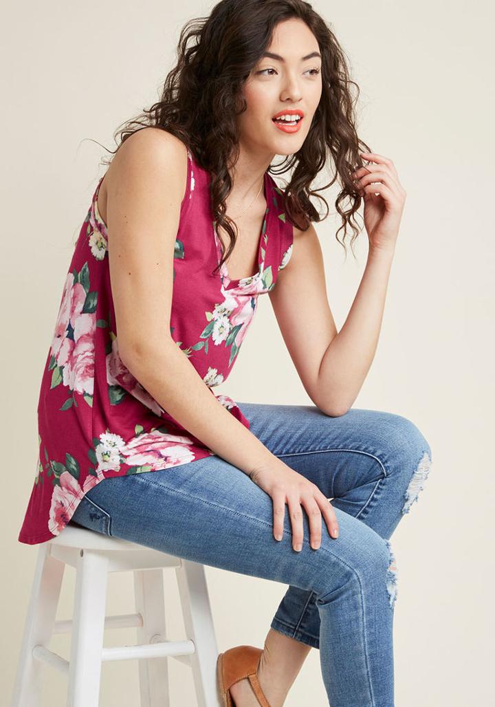 Modcloth Infinite Options Tank Top In Botanical Magenta In S