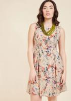 Modcloth I Rest My Grace A-line Dress In Beige Bloom