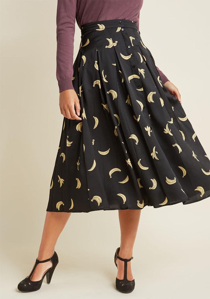 Modcloth The Peel Deal A-line Midi Skirt In Xs
