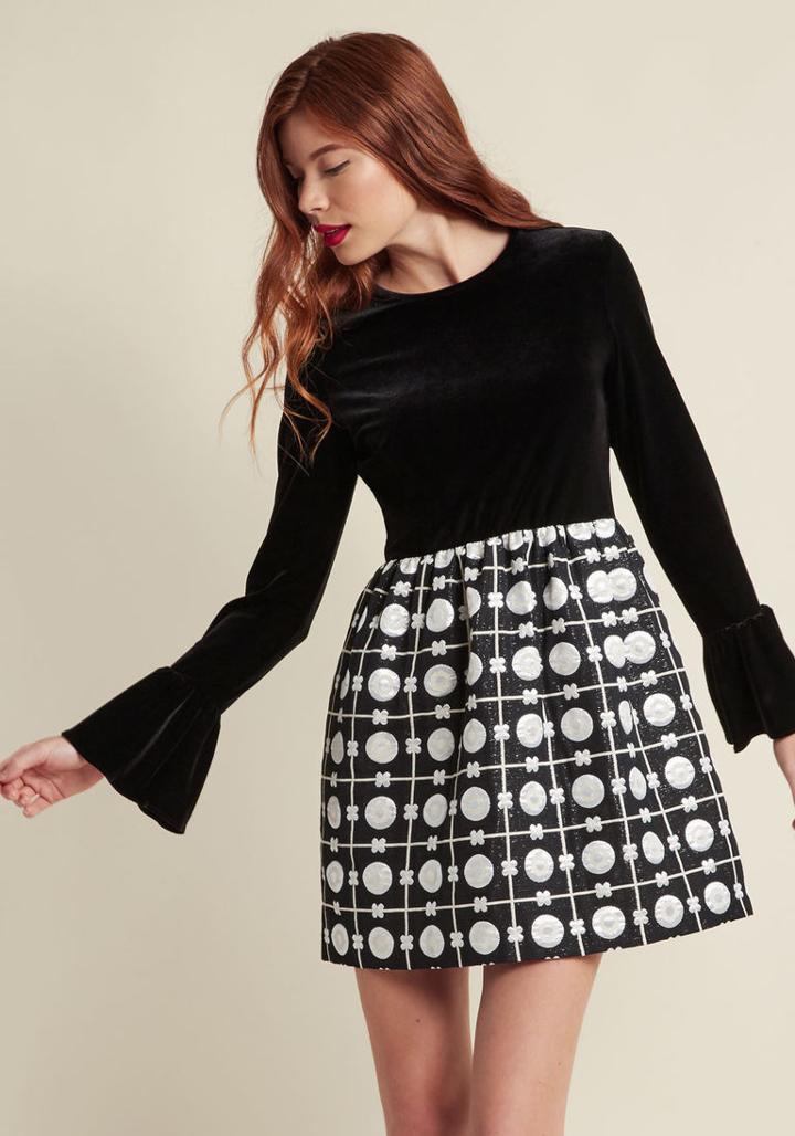 Annasui Anna Sui Victorious Velvet A-line Dress In L