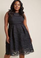 Modcloth Fit And Flare Lace Midi Dress In Black In Xxs