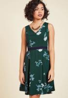  Flair And Back Floral Dress In Forest In 4x
