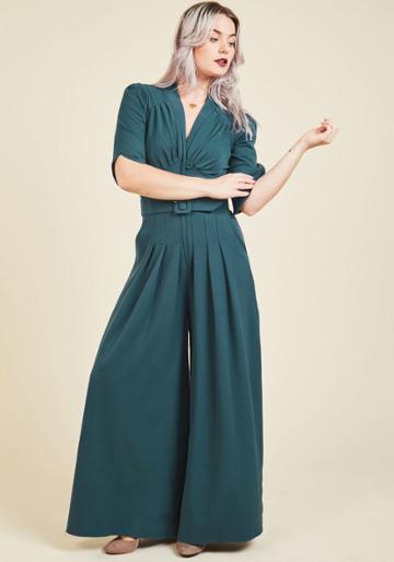 Modcloth The Embolden Age Jumpsuit In Teal