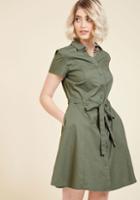 Modcloth Smoothie Enthusiast A-line Shirt Dress In Olive In 4x