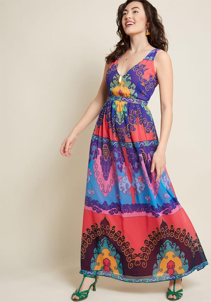 Modcloth Muster The Length Maxi Dress In Indigo In Xs