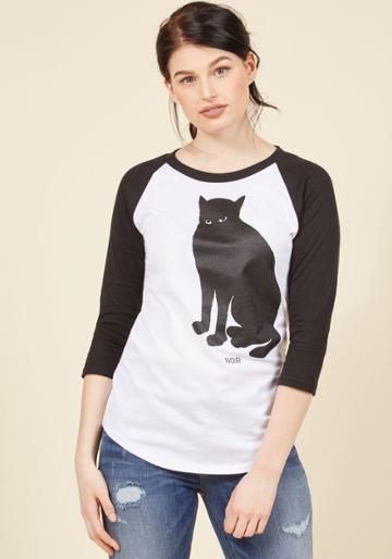Modcloth Francophile Feline Top