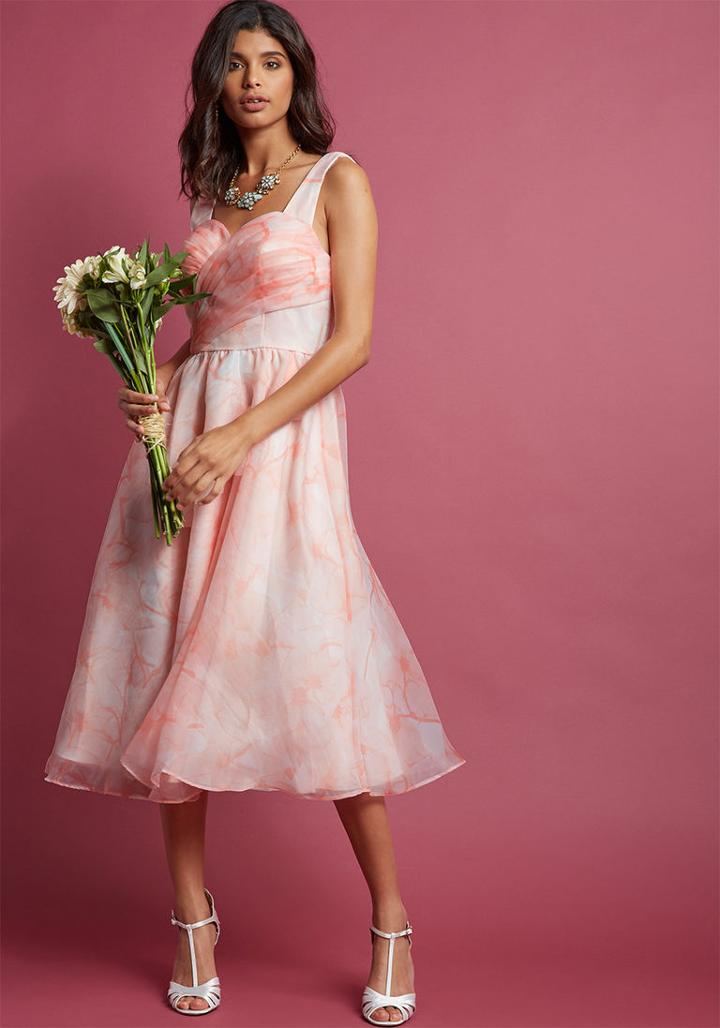 Modcloth Forever Floral Fit And Flare Dress In Petal In 3x