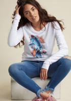 Modcloth Calming Koi Long Sleeve Pullover In 1x