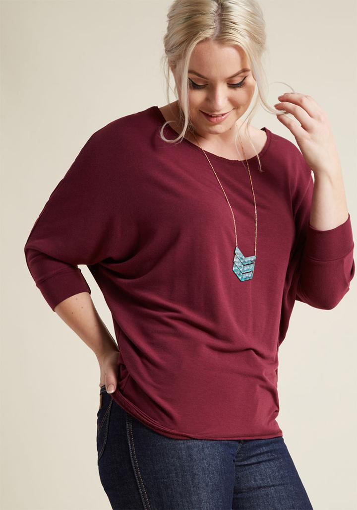 Modcloth Sports Rapport Knit Top In Burgundy In 3x