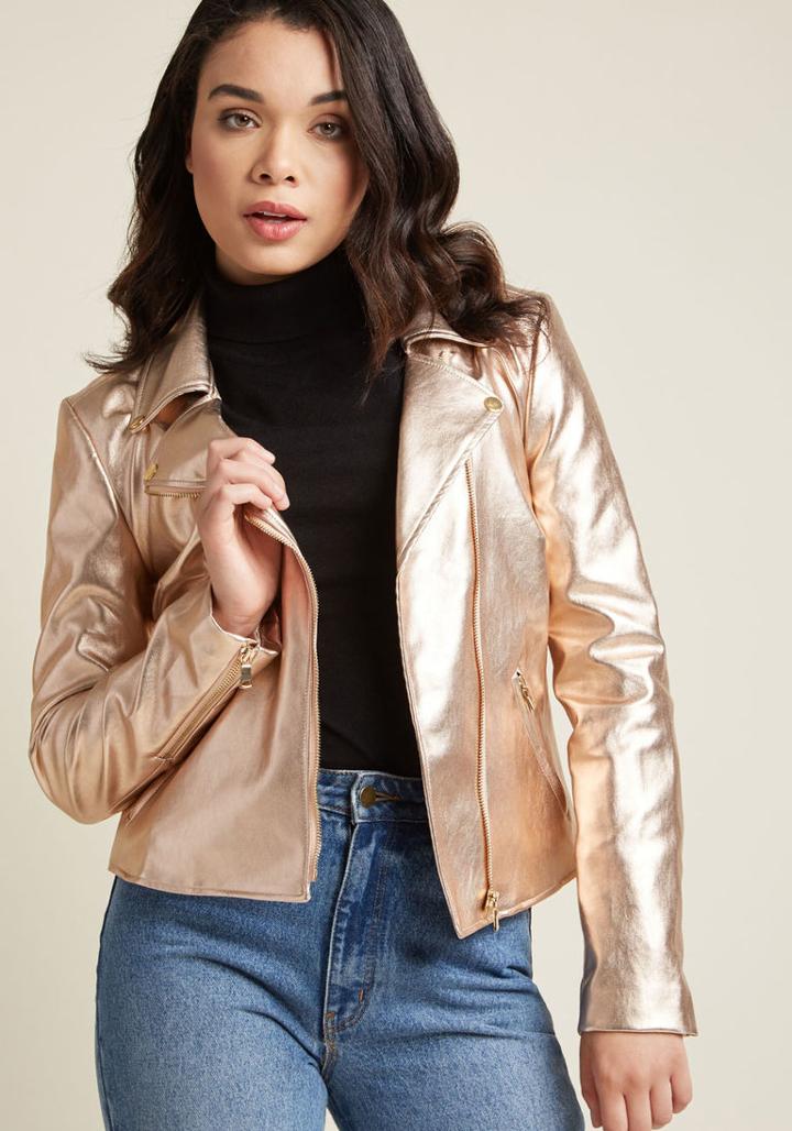 Modcloth Sartorial Star Faux-leather Moto Jacket In M