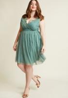 Modcloth Adrift On Elegance A-line Dress In Sage In 2x