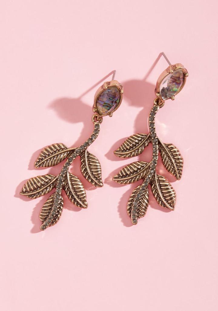 Modcloth Easy Come, Leafy Glow Earrings