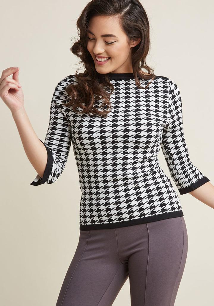 Banned Banned Up To Parisienne Sweater In Houndstooth In L