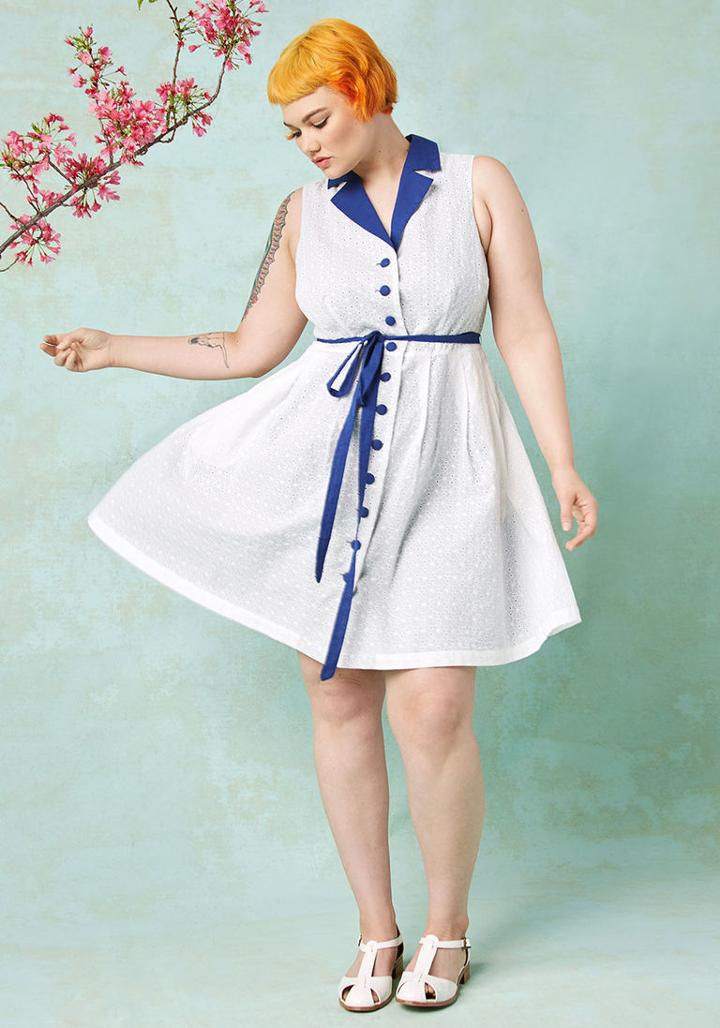 Modcloth Community Brunch Shirt Dress In Eyelets