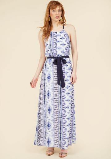 Modcloth Coastline Bonfire Maxi Dress In Tie-dye