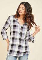 Modcloth At Henley Rate Plaid Top In Black In Xs