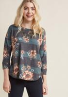Modcloth Afternoon Espresso Knit Top In Floral Stripe In 1x
