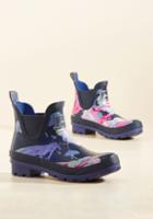  Rain On Your Promenade Rain Bootie In Navy Blossom In 10