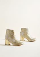 Modcloth Stand With Glam Block Heel Bootie In Gold In 7.5