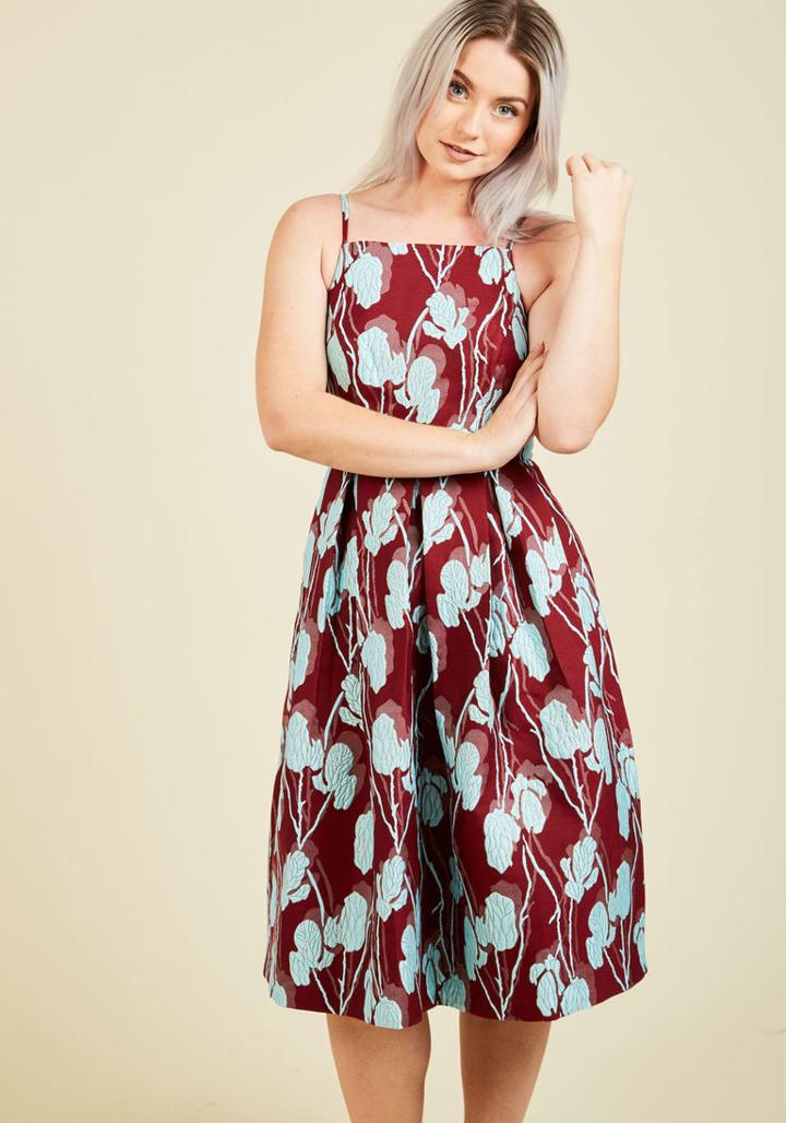 Modcloth Ritz And Wisdom A-line Dress In Maroon In Xxs