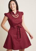 Modcloth Smoothie Enthusiast A-line Shirt Dress In Cranberry In M