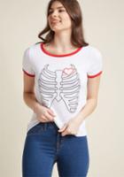 Modcloth Caged Heart Ringer Graphic Tee In M