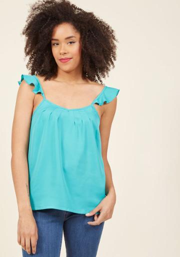 Modcloth Sartorial Storyteller Tank Top In Sea Glass In L