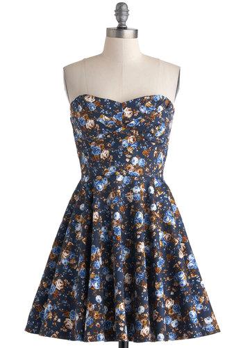 Modcloth Traveling Cupcake Truck Dress In Navy Florals