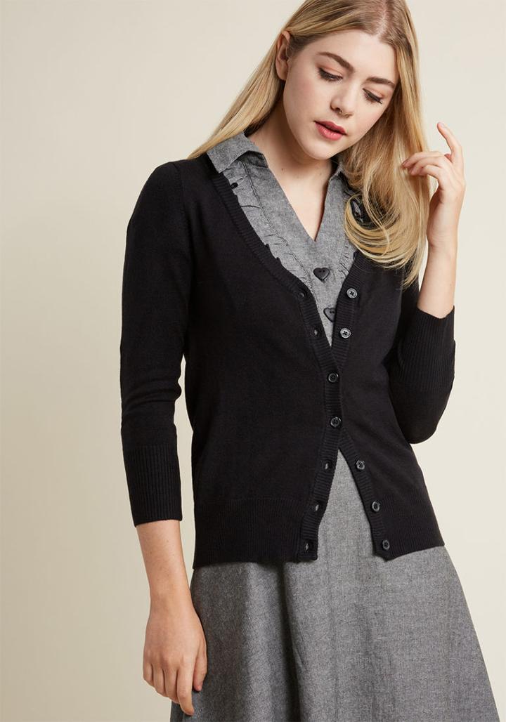 Modcloth Charter School Cardigan In Black In S