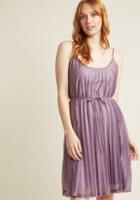 Modcloth Glitzy Miss Pleated Shift Dress In Lilac In S