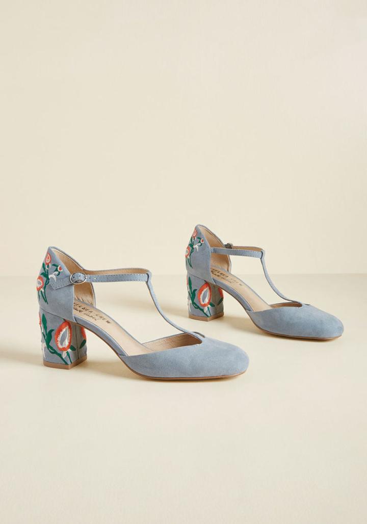 Chelseacrew Chelsea Crew Embroidered Exuberance Block Heel In 39