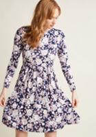 Modcloth Jersey Long Sleeve Dress In Floral In 4x