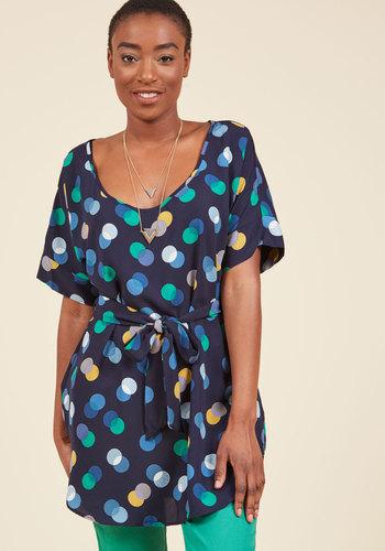  Medium Format Memory Polka Dot Tunic In Navy In M