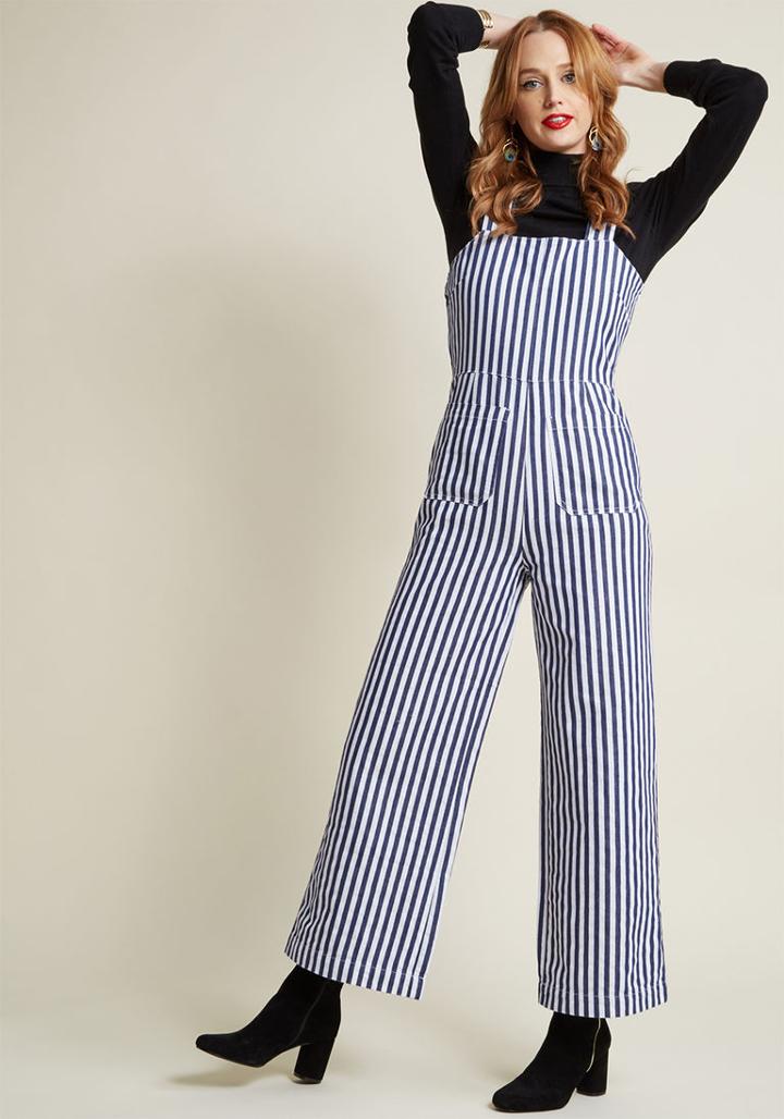 Rollas That Seventies Swank Jumpsuit In Stripes In L