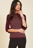 Modcloth Up To Parisienne Sweater In Merlot Hearts