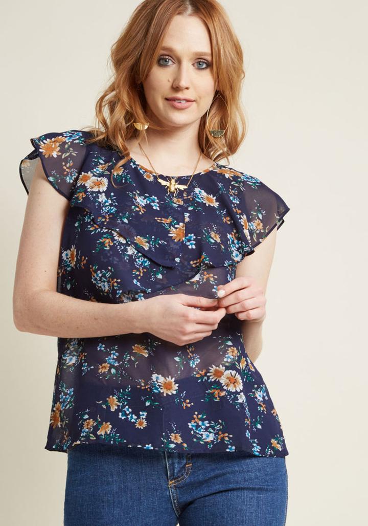 Modcloth Swathed In Sweetness Chiffon Blouse In 3x