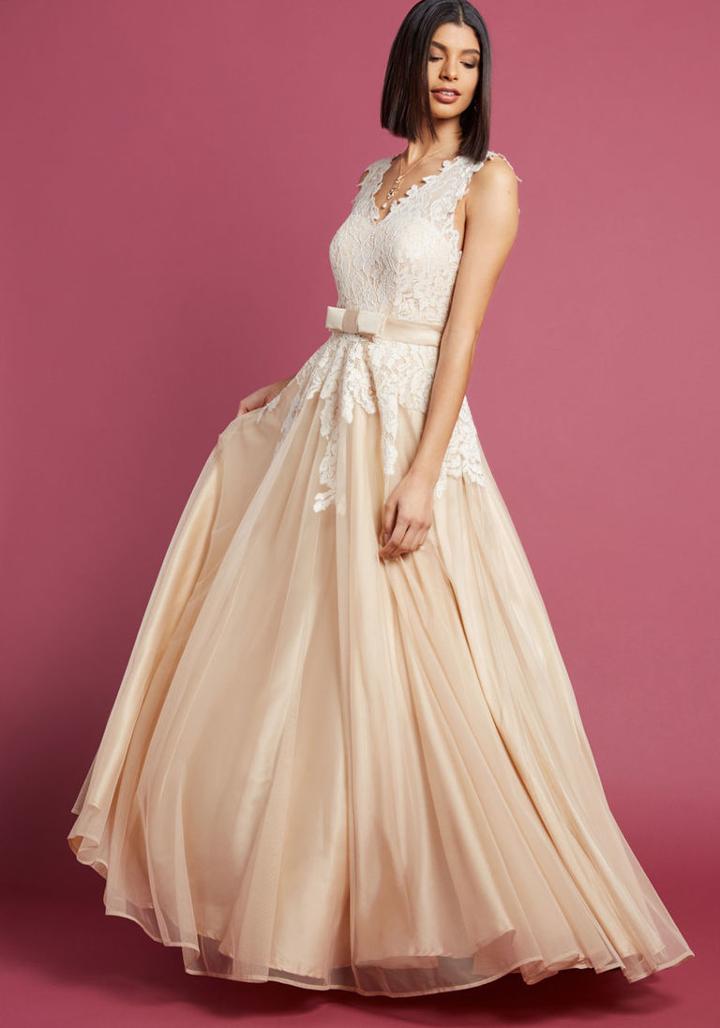 Modcloth Memorable Magic Maxi Dress In Tea In M