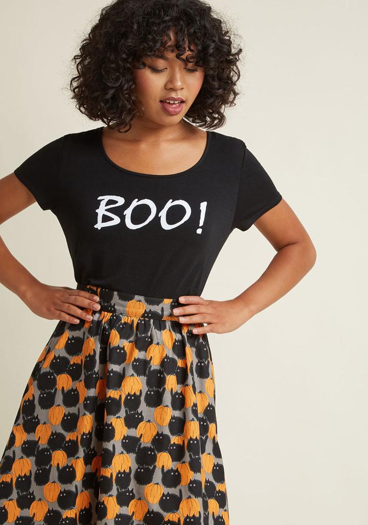 Modcloth Handle With Scare Glow-in-the-dark Graphic T-shirt In S