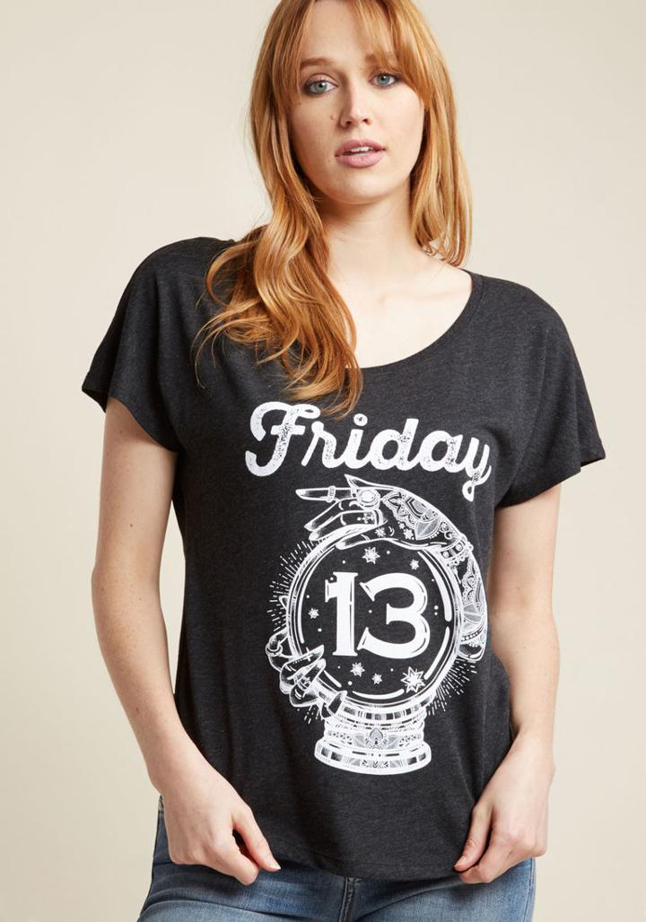 Modcloth Scheduled Superstition Graphic T-shirt In S