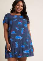 Modcloth Always On The Way Easy Fit Dress In Dinosaur In 1x