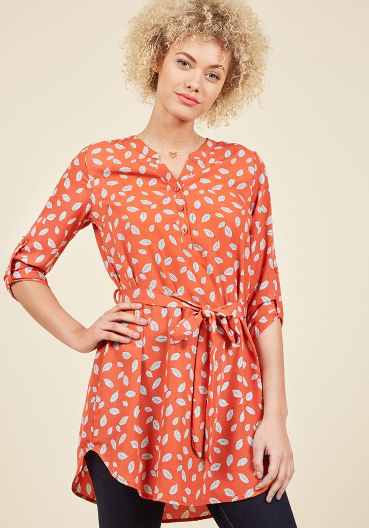  Day For Night Tunic In Persimmon Feathers In Xl