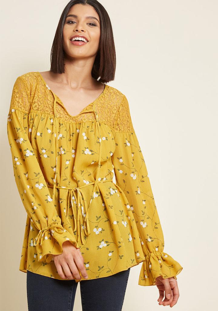 Modcloth Revel In Romance Long Sleeve Top In 1x