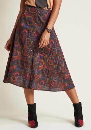 Pepaloves Pepaloves Rally For Retro A-line Midi Skirt In L