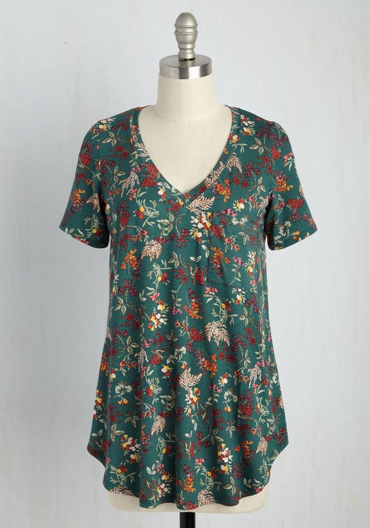 Modcloth Packing Preserves Floral Top In Forest Flora In Xs
