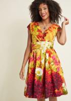Retrolicious Retrolicious Fab Flourish Cotton Midi Dress In M