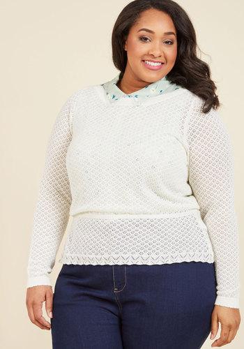 Sweetest Subtleties Long Sleeve Top In Blanc In M