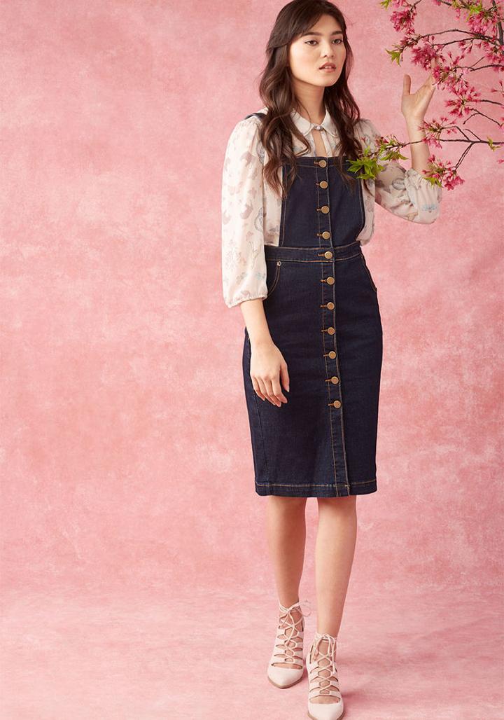 Modcloth Central Park Chic Denim Jumper