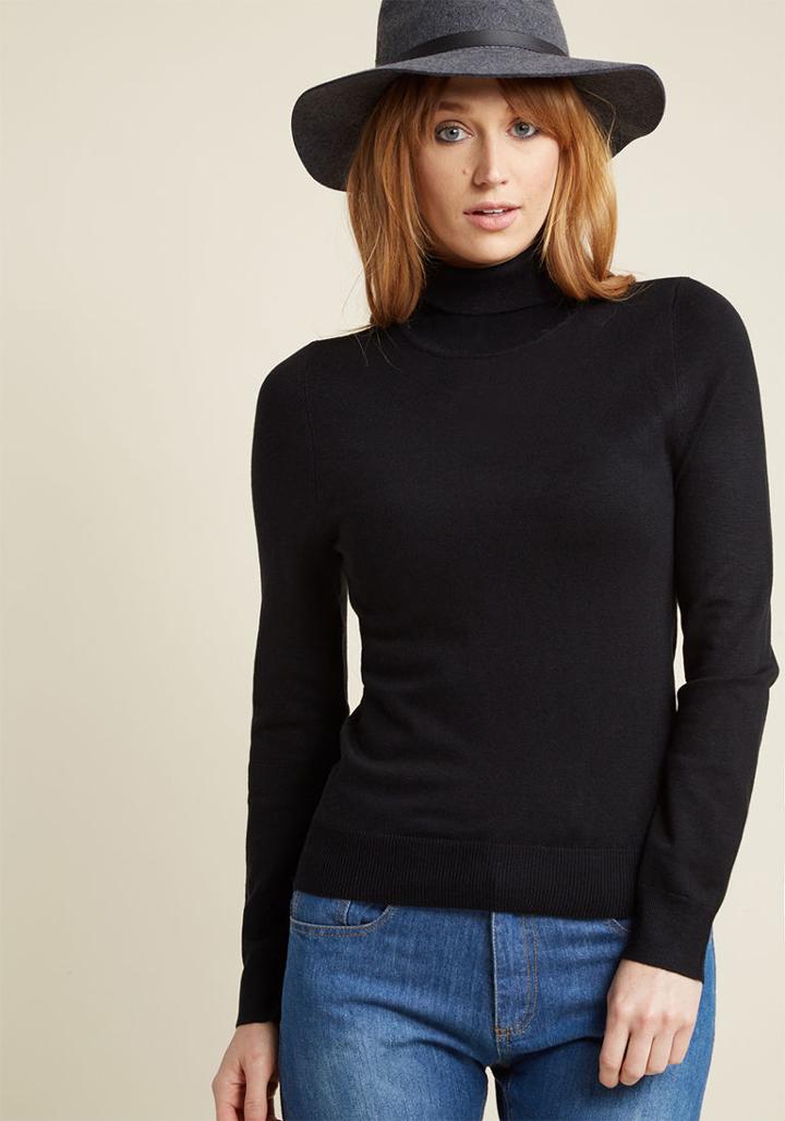 Modcloth Charter School Turtleneck Sweater In Black In M