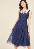 Modcloth Graceful Greatness Fit And Flare Dress In Navy In S