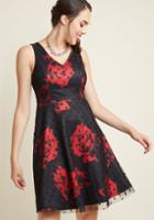 Modcloth V-neck Sleeveless A-line Dress With Overlay In Xs